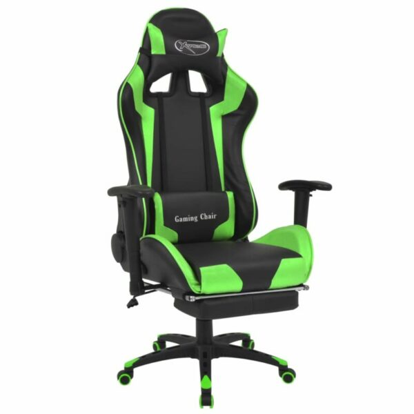 vidaXL Cadeira escritório reclinável estilo corrida c/ apoio pés verde