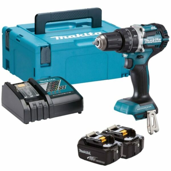 DHP484RTJ 18V LXT Brushless 2-Speed Combi Drill Including 2X 5.0AH Batteries, Charger and Makpac Carry Case